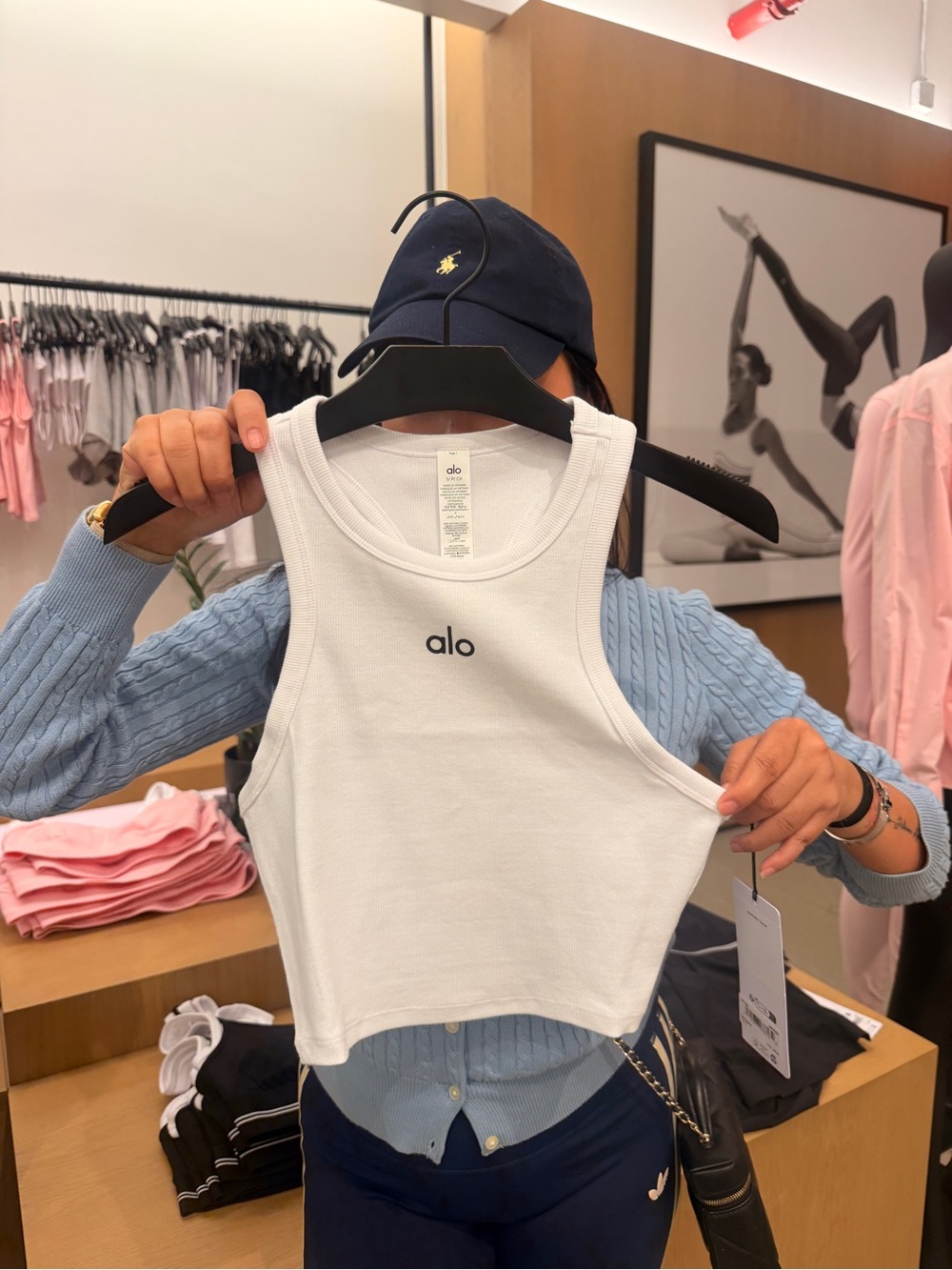 ALO Yoga White Ribbed Crop Tank